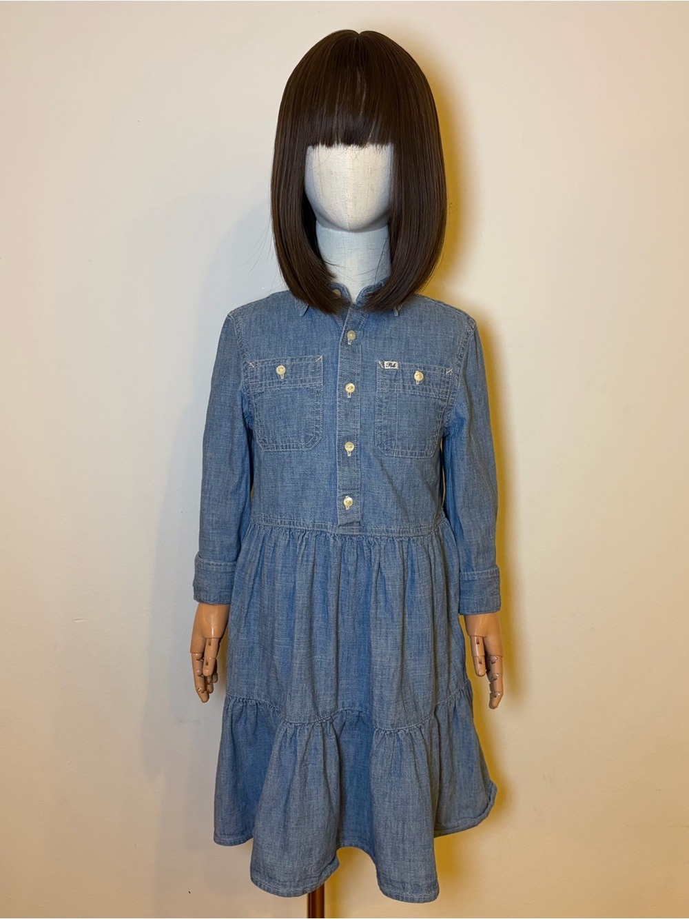 Polo Ralph Lauren Girls Denim Chambray Dress M 8-10